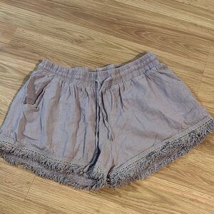 Women's Tan Fringe Shorts
